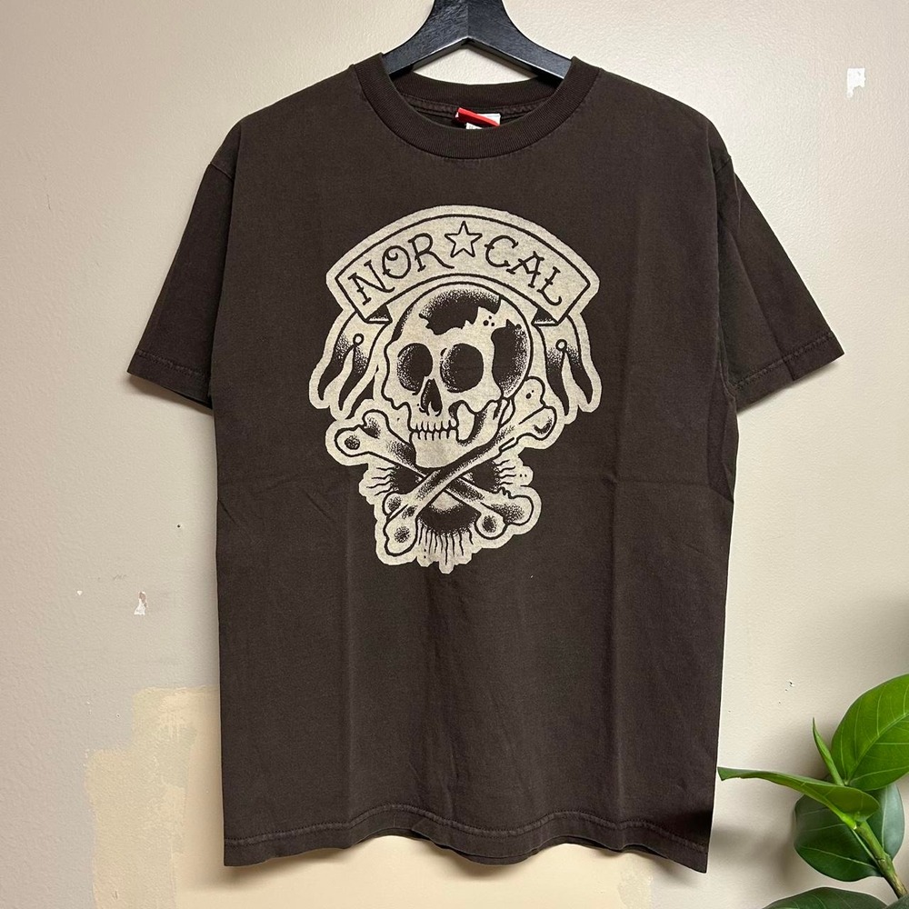 Vintage Nor Cal Skull Dark Brown Skater Shirt Mens Medium 00s Graphic Tee